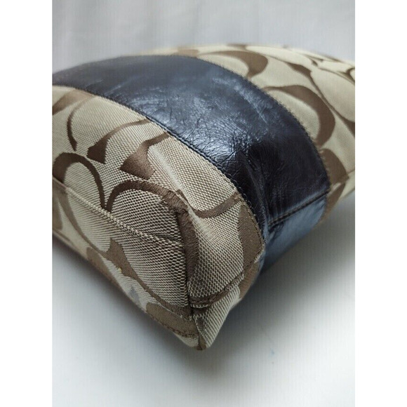 Coach Signature Brown Canvas Leather Trim Zipper Crossbody Shoulder Bag - Picture 13 of 14